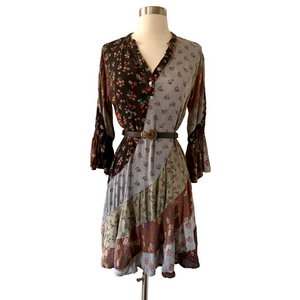 Young Threads Boho Bohemian Patchwork Floral Whimsigoth Dress size med